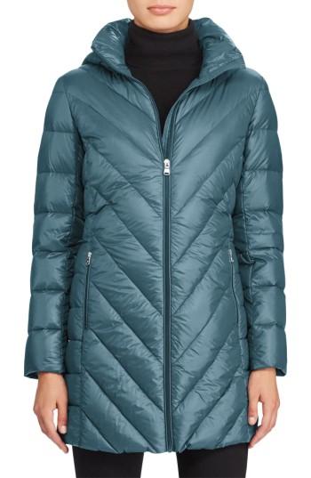 Women's Lauren Ralph Lauren Chevron Quilted Down Jacket - Blue/green