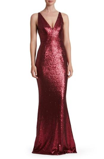 Women's Dress The Population Harper Mermaid Gown - Burgundy