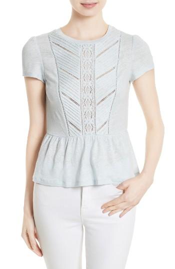 Women's Rebecca Taylor Lace Trim Linen Jersey Tee - Blue