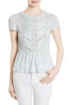 Women's Rebecca Taylor Lace Trim Linen Jersey Tee - Blue