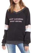 Women's Wildfox Half Laughing Graphic Pullover - Black