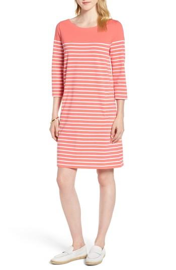 Women's 1901 Stripe Cotton Knit Shift Dress - Coral