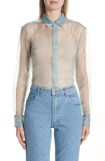 Women's Eckhaus Latta Iridescent Sheer Organza Shirt - Blue