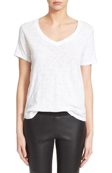 Women's Atm Anthony Thomas Melillo Slub V-neck Tee - White