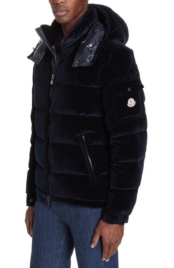 Men's Moncler May Velvet Down Jacket - Blue