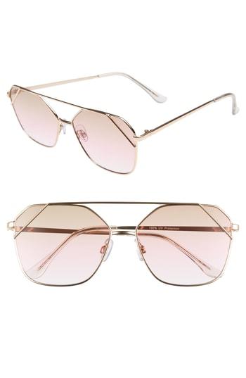 Women's Leith 58mm Geo Aviator Sunglasses - Pink/ Gold