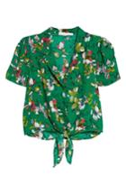 Women's Tie Front Camp Shirt - Green