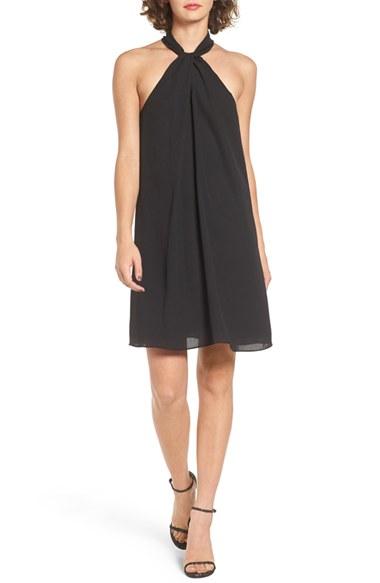 Women's Soprano Knotted High Neck Shift Dress - Black