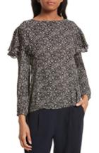 Women's Rebecca Taylor Sweet Briar Ruffle Silk Top - Black