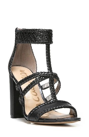 Women's Sam Edelman Yordana Woven T-strap Sandal M - Black