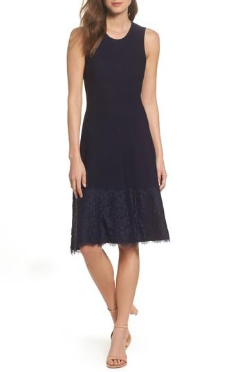 Women's Eliza J Lace Hem Fit & Flare Dress - Blue