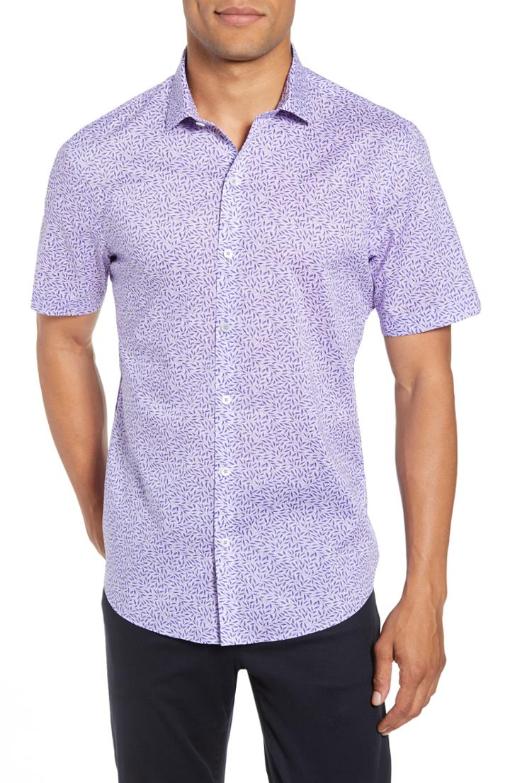 Men's Zachary Prell Stiller Trim Fit Sport Shirt, Size - Purple