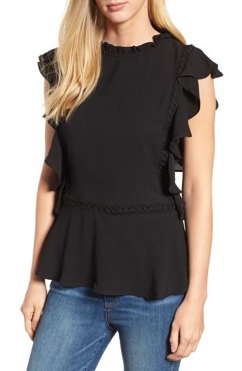 Women's Gibson Ruffled Peplum Blouse, Size - Black