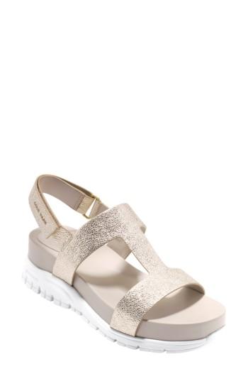 Women's Cole Haan Zerogrand T-strap Sandal .5 B - Metallic