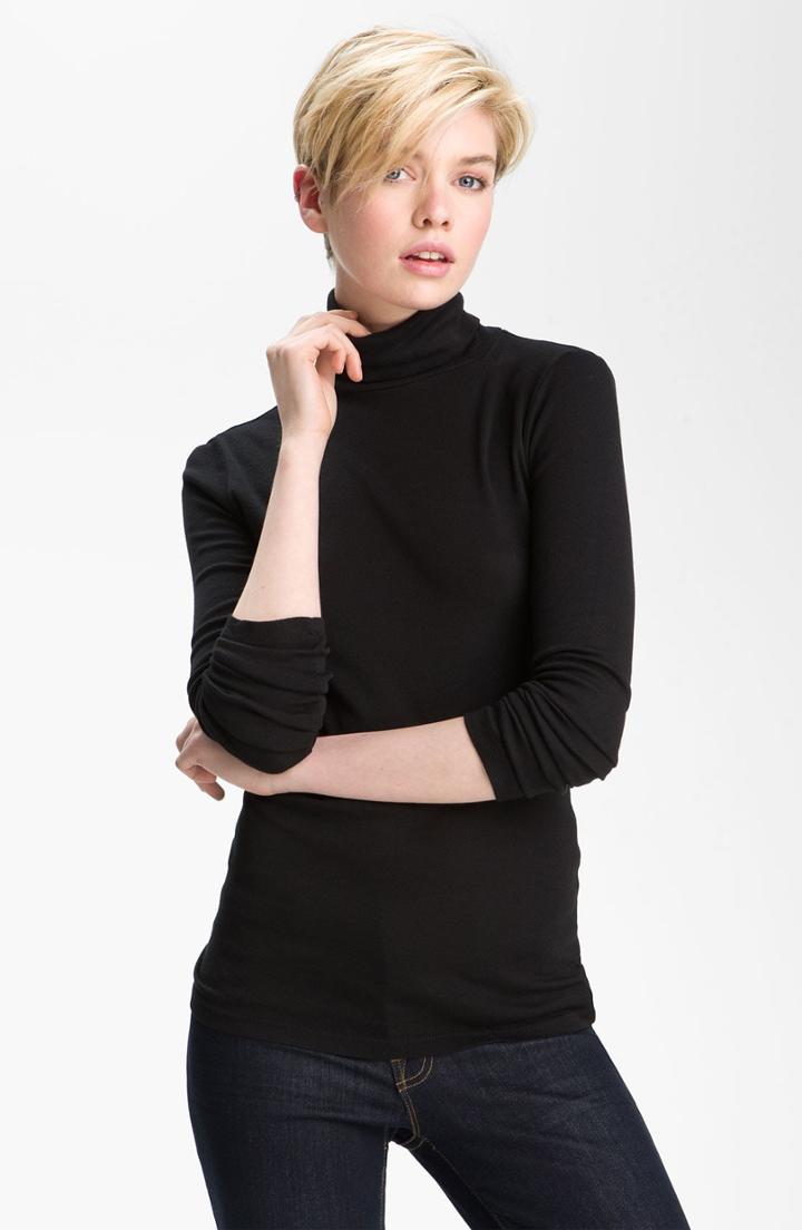 Women's Splendid Fitted Turtleneck, Size - Black