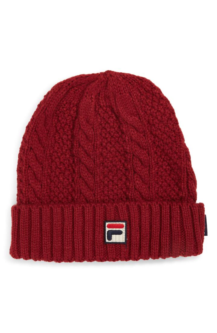 Women's Fila Heritage Cable Knit Beanie - Red