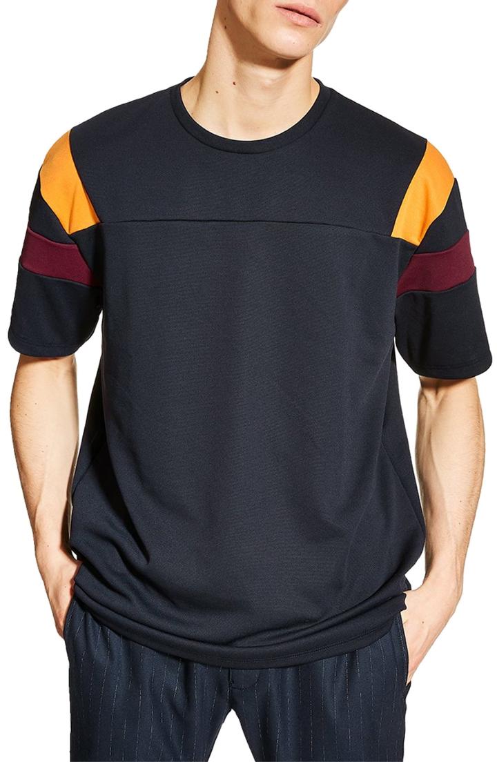 Men's Topman Oversize Panel T-shirt - Blue