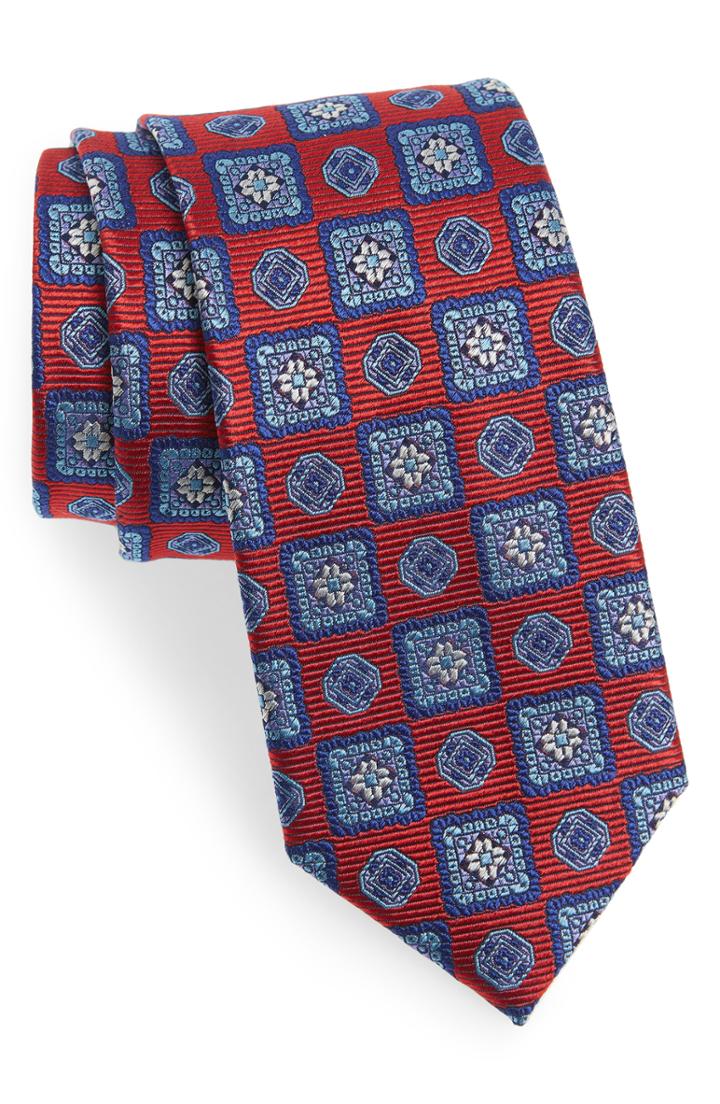 Men's Nordstrom Men's Shop Merry Medallion Silk Tie, Size - Red