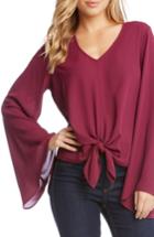 Women's Karen Kane Bell Sleeve Tie Front Top - Red