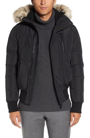 Men's Mackage 'florian' Down Bomber Jacket With Genuine Coyote Fur Trim
