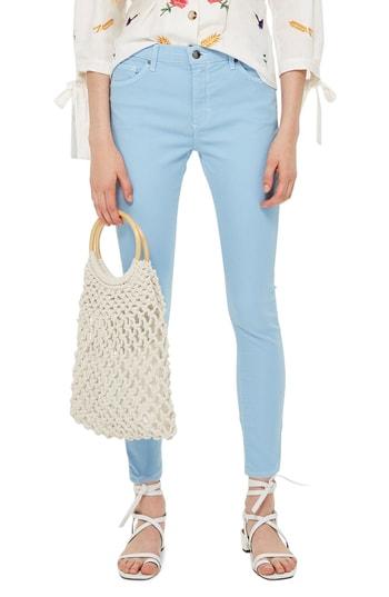 Women's Topshop Moto Leigh Mid Rise Jeans W X 30l (fits Like 24w) - Blue