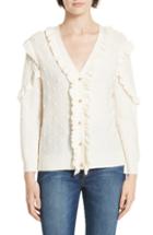 Women's Kate Spade New York Ruffle Pom Cardigan, Size - Ivory
