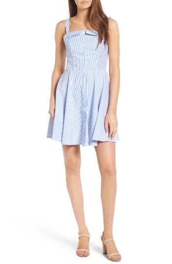 Women's Soprano Stripe Fit & Flare Dress - Blue