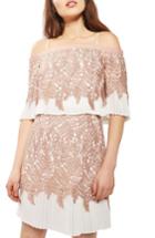 Women's Topshop Bardot Leaf Pleat Minidress