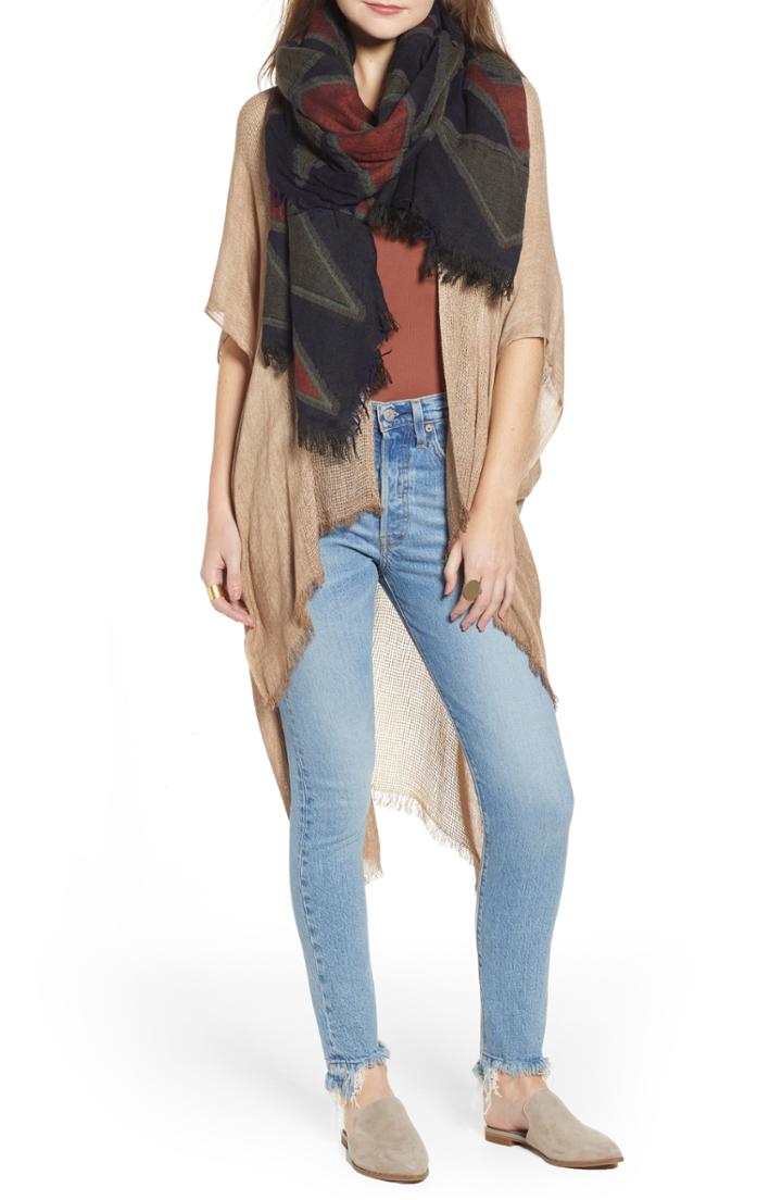 Women's Frye Triangle Oblong Scarf, Size - Black
