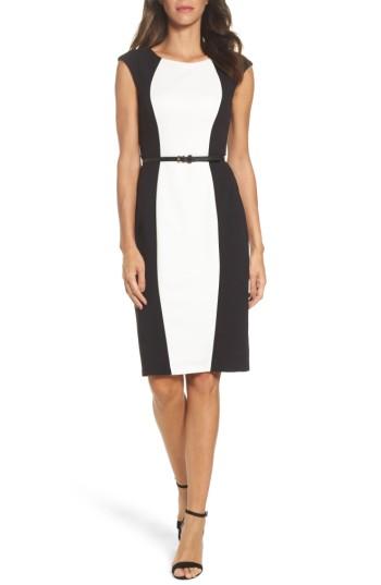 Women's Adrianna Papell Colorblock Crepe Sheath Dress - Black