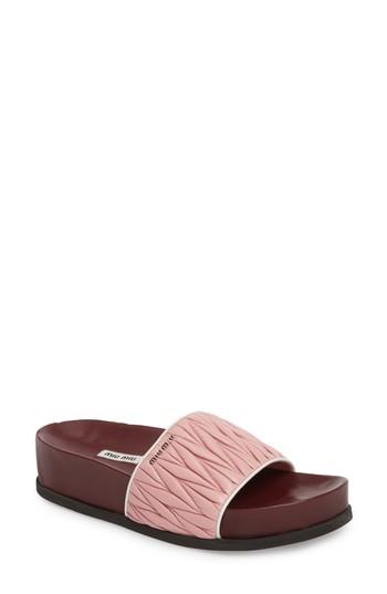 Women's Miu Miu Matelasse Slide Sandal Us / 40eu - Pink