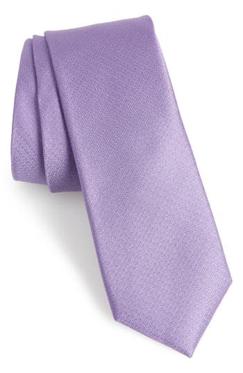 Men's Calibrate Clara Solid Silk Skinny Tie, Size - Purple