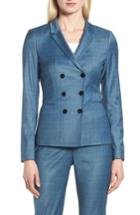 Women's Boss Jelaya Glencheck Double Breasted Suit Jacket - Blue