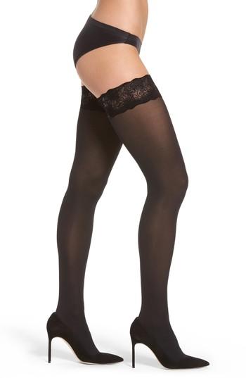 Women's Pretty Polly Velvet Lace Stay-up Stockings, Size - Black