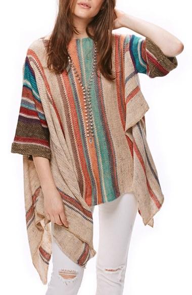 Women's Free People Fressia Stripe Poncho Sweater