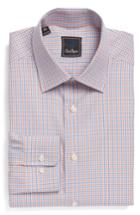 Men's David Donahue Regular Fit Plaid Dress Shirt - 32/33 - Blue