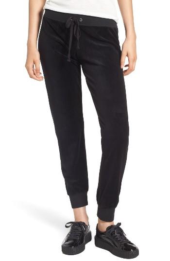 Women's Juicy Couture Gothic Crystals Embellished Velour Pants - Black