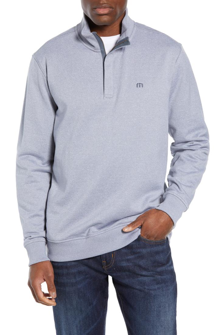 Men's Travis Mathew Hideaway Quarter Zip Pullover - Grey