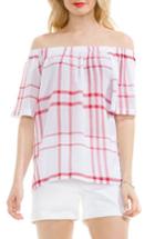 Women's Two By Vince Camuto Plaid Off The Shoulder Linen Blouse