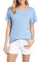 Women's Caslon Pleat Sleeve Cotton Tee - Blue
