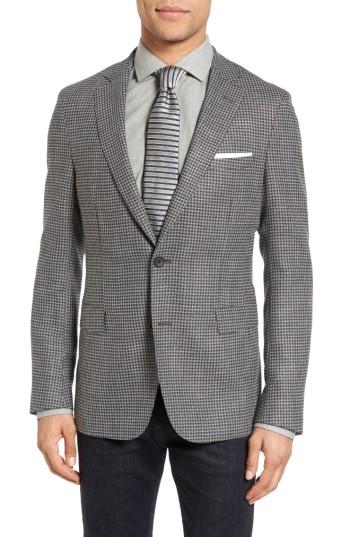 Men's Boss Roan Trim Fit Houndstooth Wool Blend Sport Coat R - Grey
