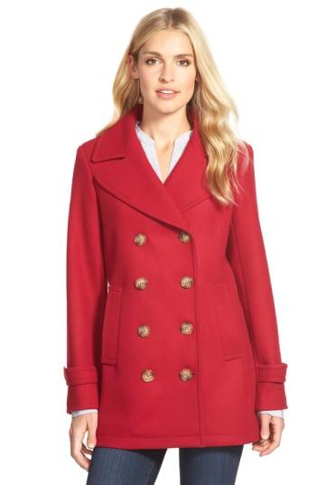 Women's Kristen Blake Wool Blend Peacoat - Red