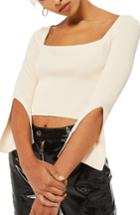 Women's Topshop Split Sleeve Crop Sweater Us (fits Like 2-4) - Ivory