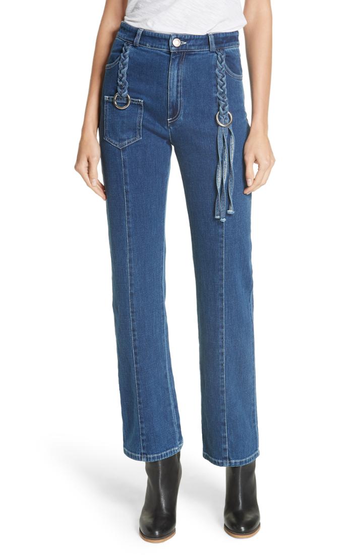 Women's See By Chloe Tassel Bootcut Jeans Us / 34 Fr - Blue