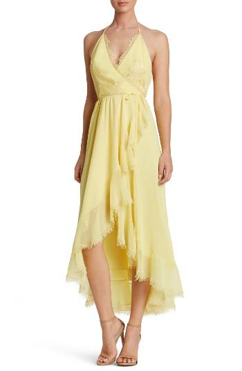 Women's Dress The Population Gia Backless Chiffon Wrap Dress - Yellow