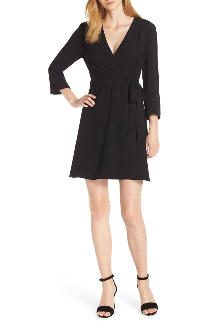 Women's Charles Henry Faux Wrap Dress - Black