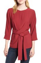 Women's Gibson Dolman Sleeve Tie Back Stretch Crepe Blouse - Red