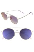 Women's Diff X Jessie James Decker Skye 52mm Polarized Round Sunglasses - Brushed Silver/ Purple