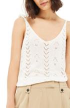 Women's Topshop Tie Strap Pointelle Camisole Us (fits Like 0) - Ivory