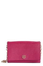 Women's Tory Burch 'robinson' Leather Wallet On A Chain - Pink